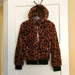 Love Tree Jackets Coats Love Tree Faux Fur Leopard Print